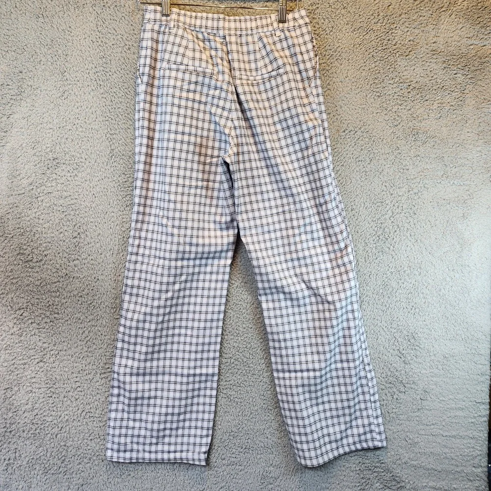 Hollister Pants Womens S (Fits 26x29) White Check‎ Pleated High Rise Office